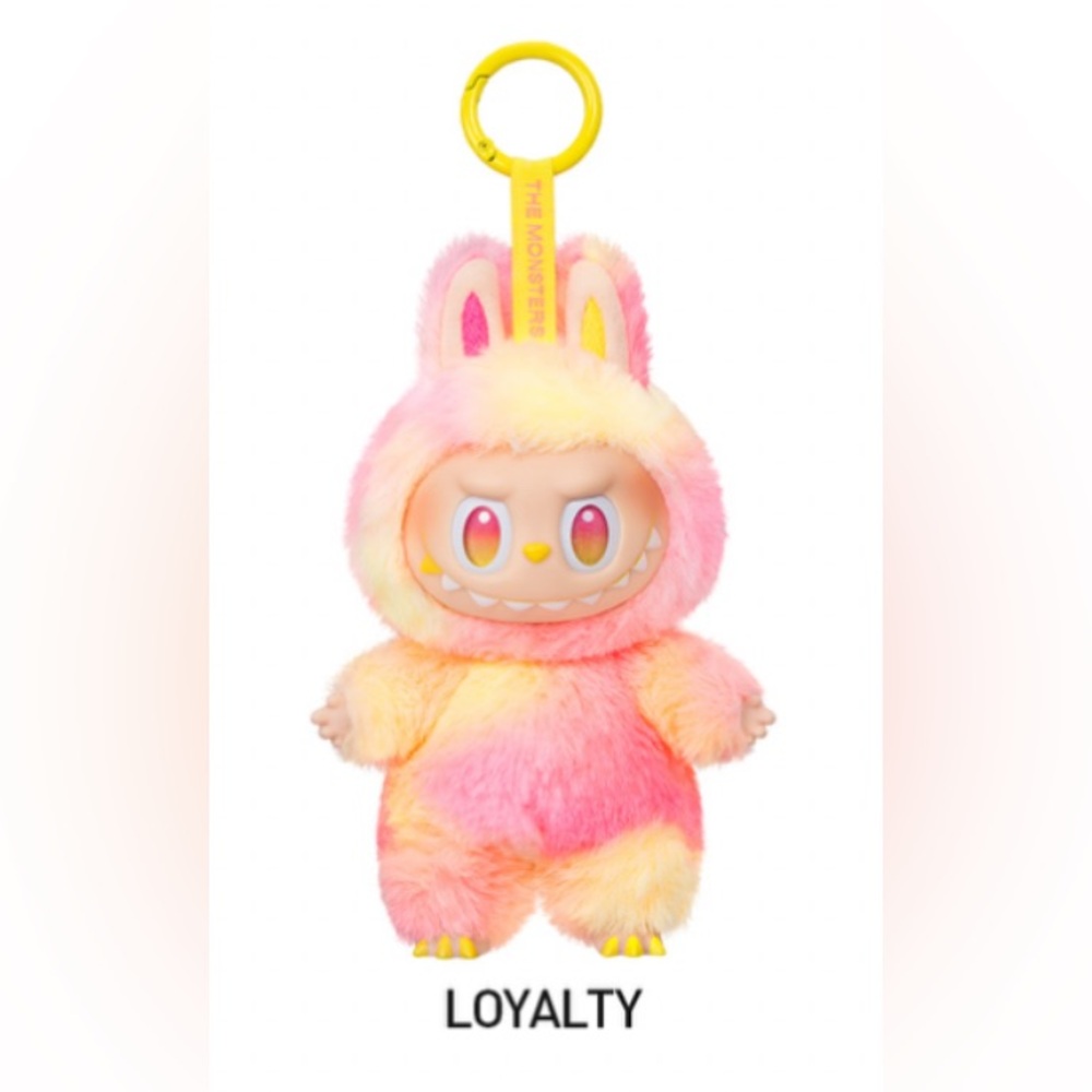 NIB Authentic Pop Mart Big Into Energy Loyalty Pink Yellow Labubu Vinyl Pendant